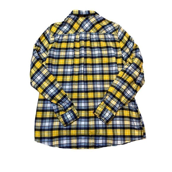 LANDS' End Yellow Plaid Flannel Button Down Shirt SIze 18 Tall - Picture 3 of 6